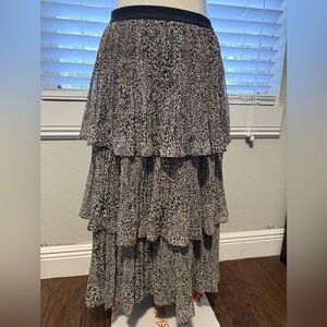 1. State Tiered Leopard Maxi Skirt in Black and Cream